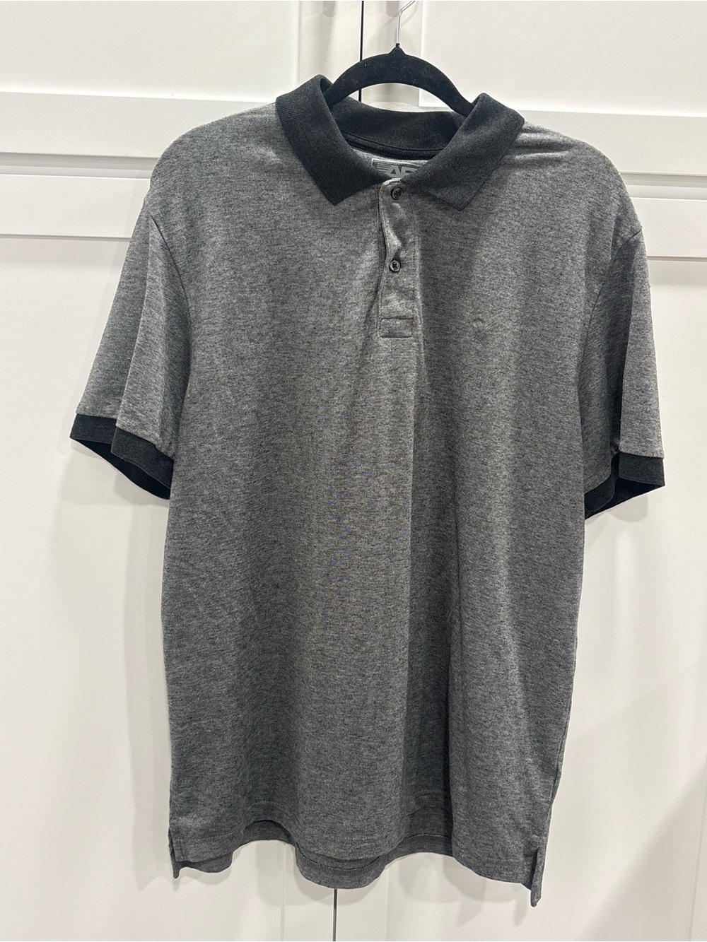 American Eagle Outfitters Gray Polo with Black Contrast Collar